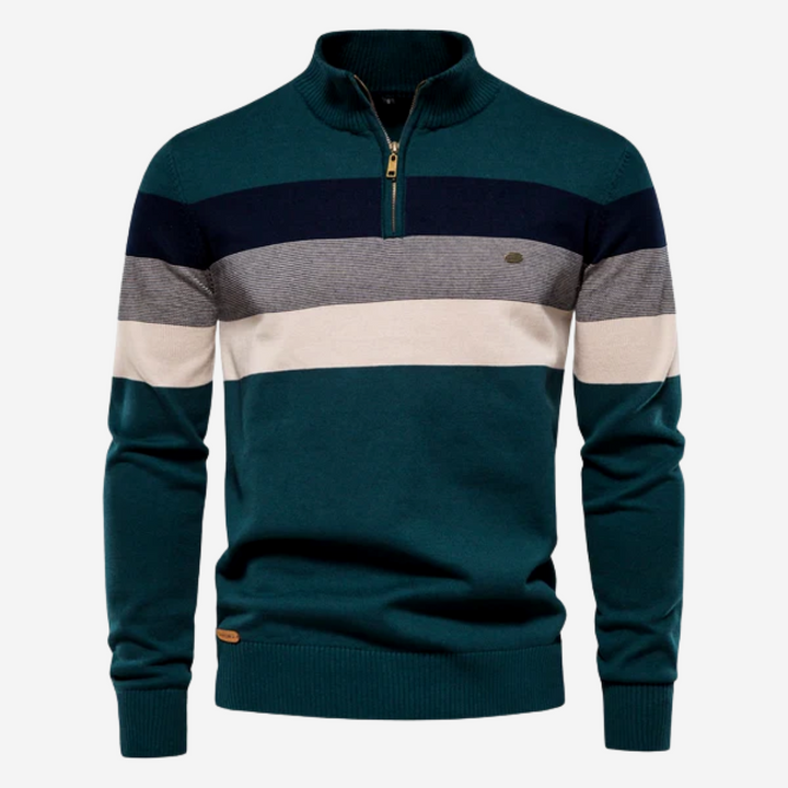 Lucas™ | Striped Quarter-Zip Sweater