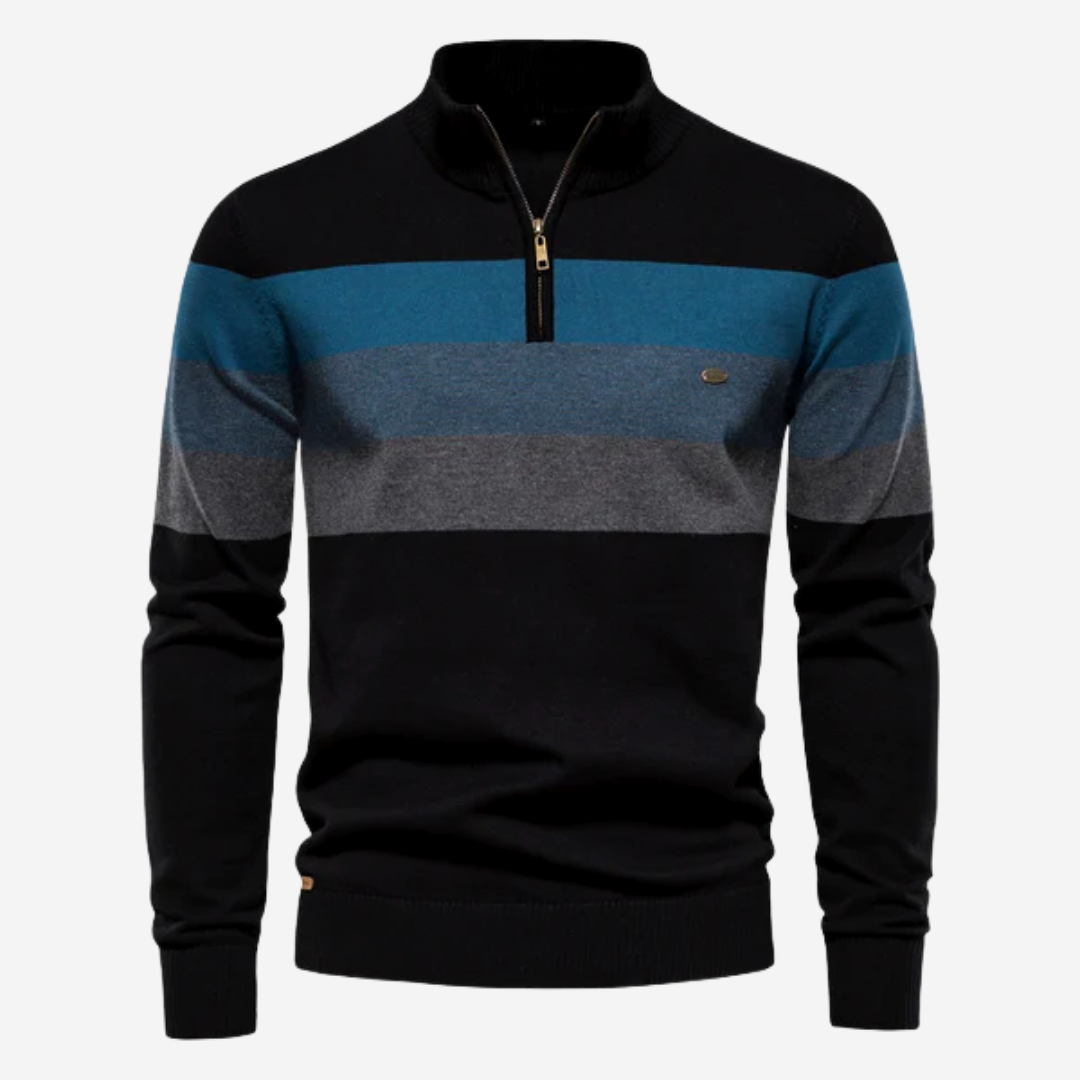 Lucas™ | Striped Quarter-Zip Sweater
