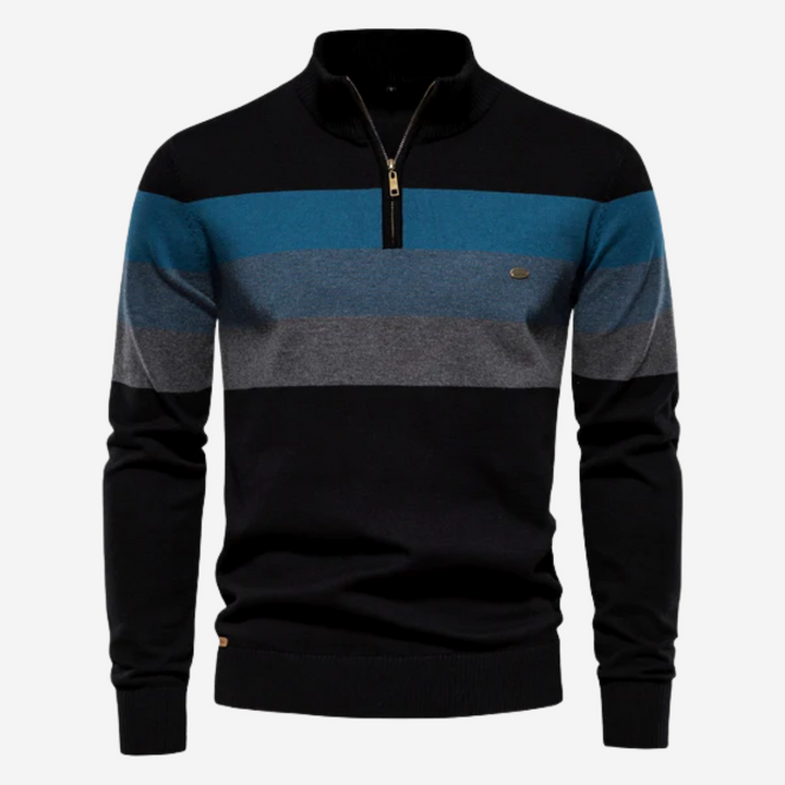 Lucas™ | Striped Quarter-Zip Sweater
